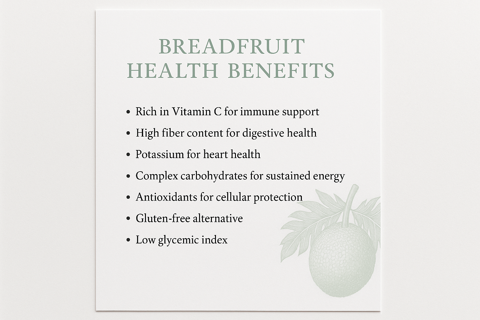breadfruit health benifit in letter