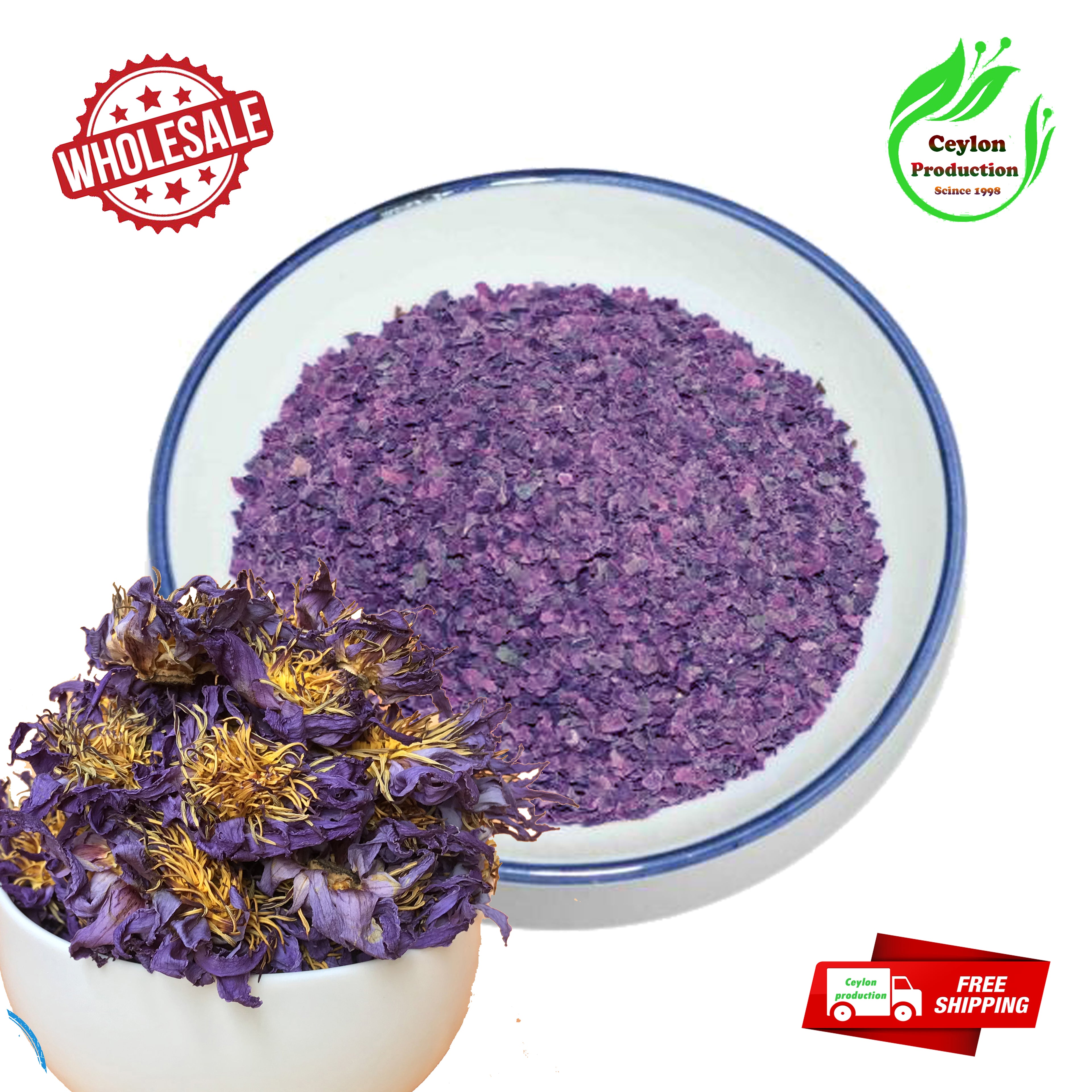 Dried Blue Lotus Flower whole Tea Cut(1-2mm Cut)(Nymphaea caerulea) organic pure natural  home garden