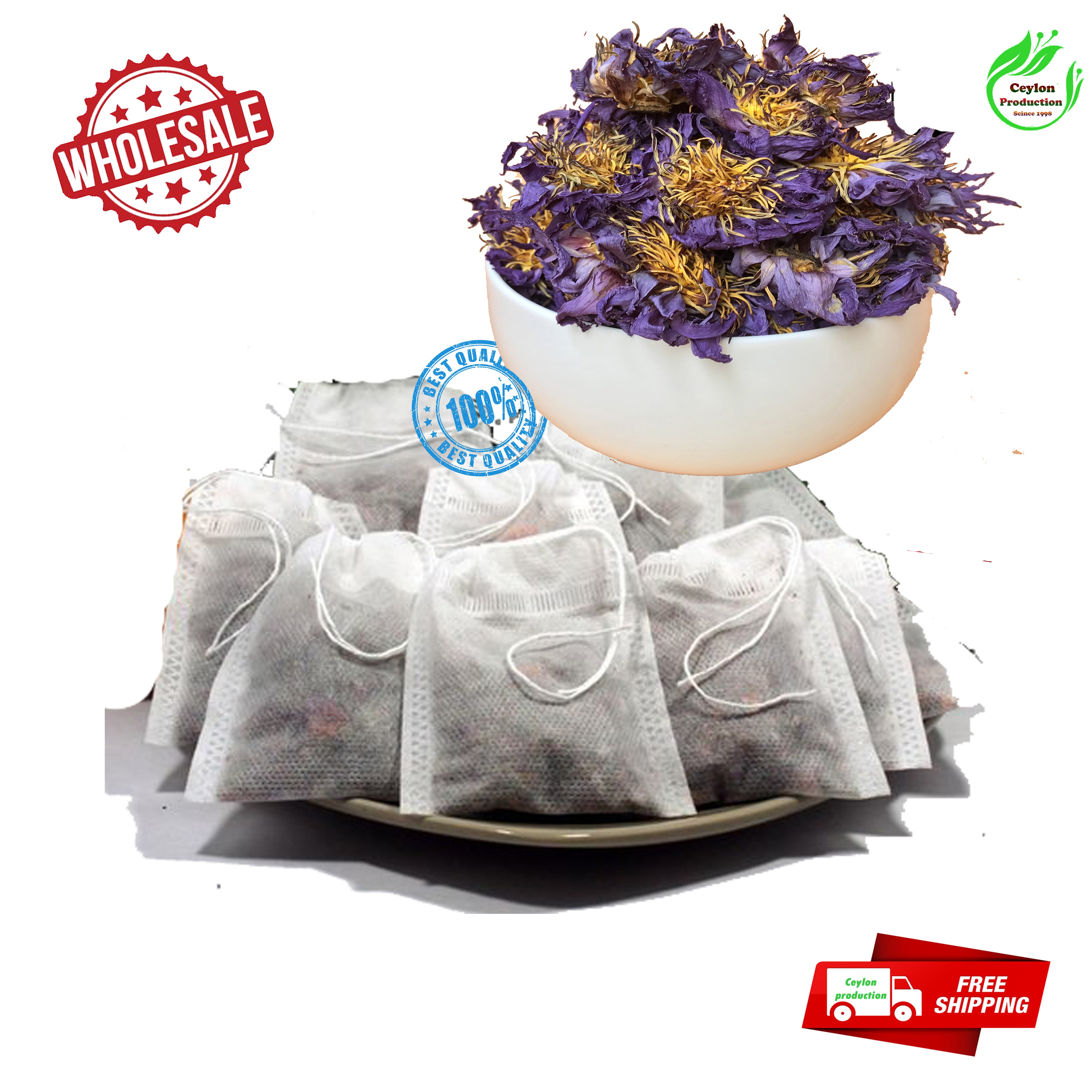 Herbal Blue Lotus Flower whole Tea Bags(Nymphaea caerulea) organic pure natural home garden