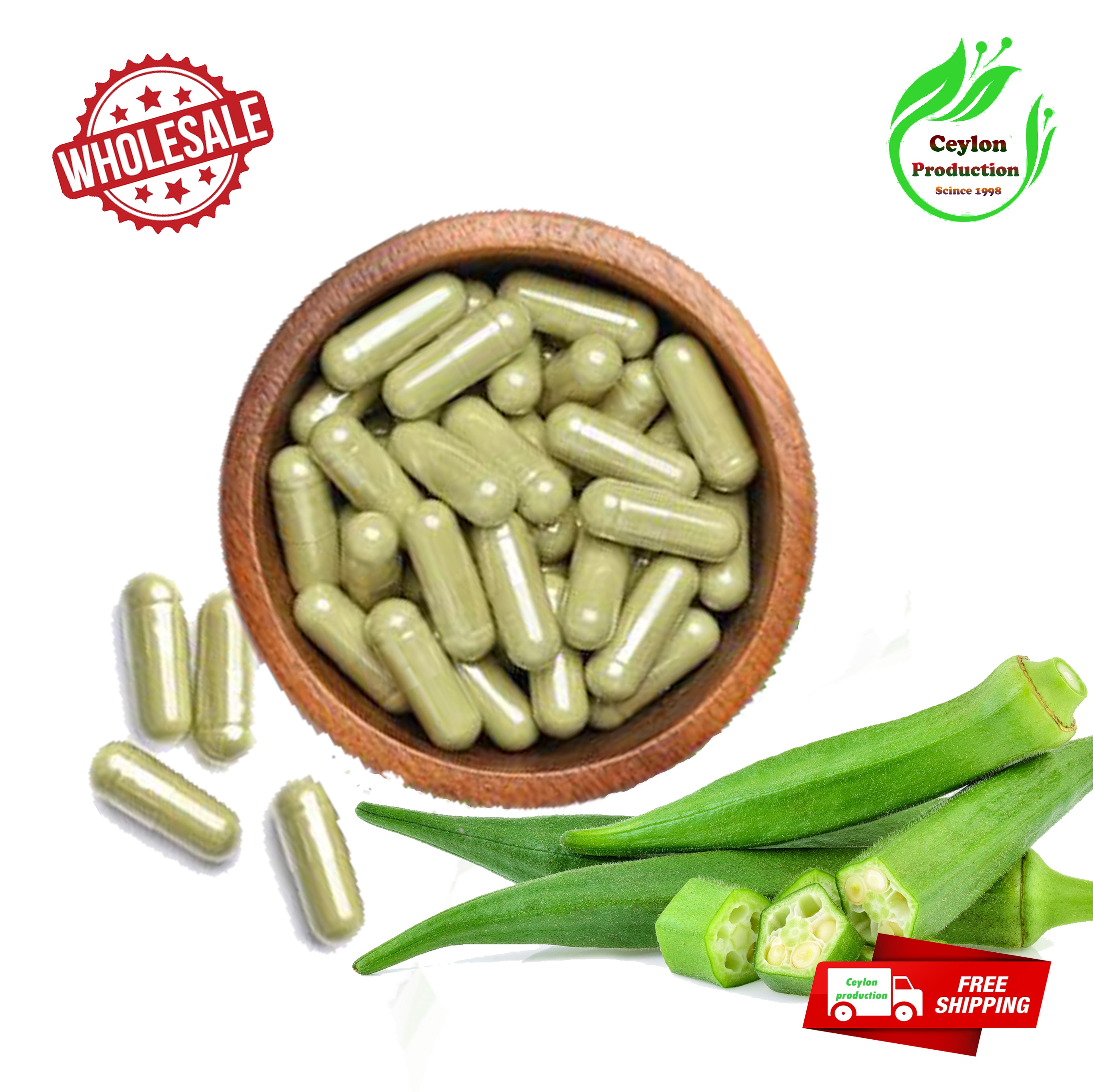 natural pure organic Dehydrated/dried Okra/ladies' finger capsules(600mg)