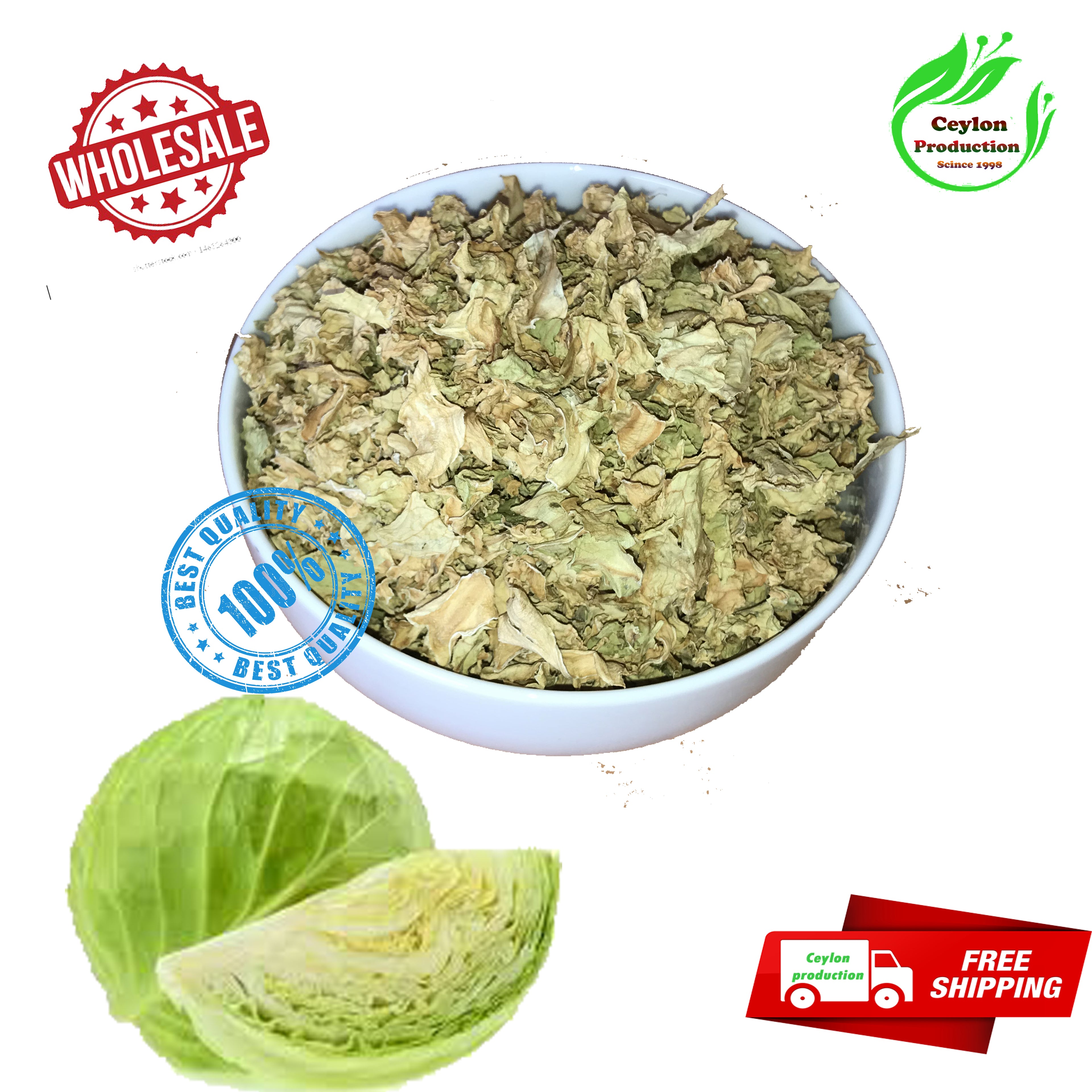 Dehydrated Organic Cabbage slices(1-2cm cut) Pure Natural from Sri lanka Ceylon(Brassica oleracea var. capitata)