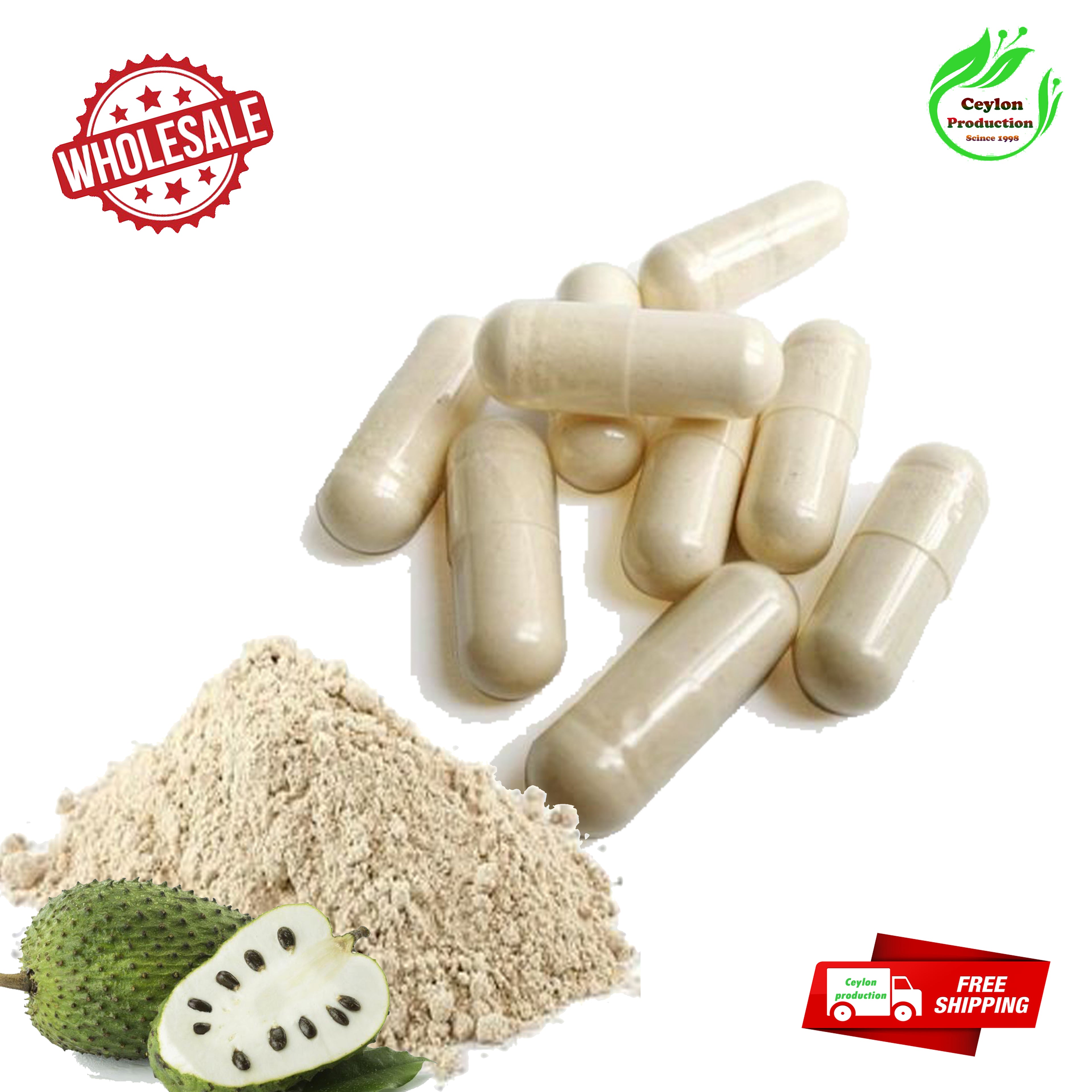Soursop fruit capsules(600mg)(Annona muricata)organic pure natural sri lanka