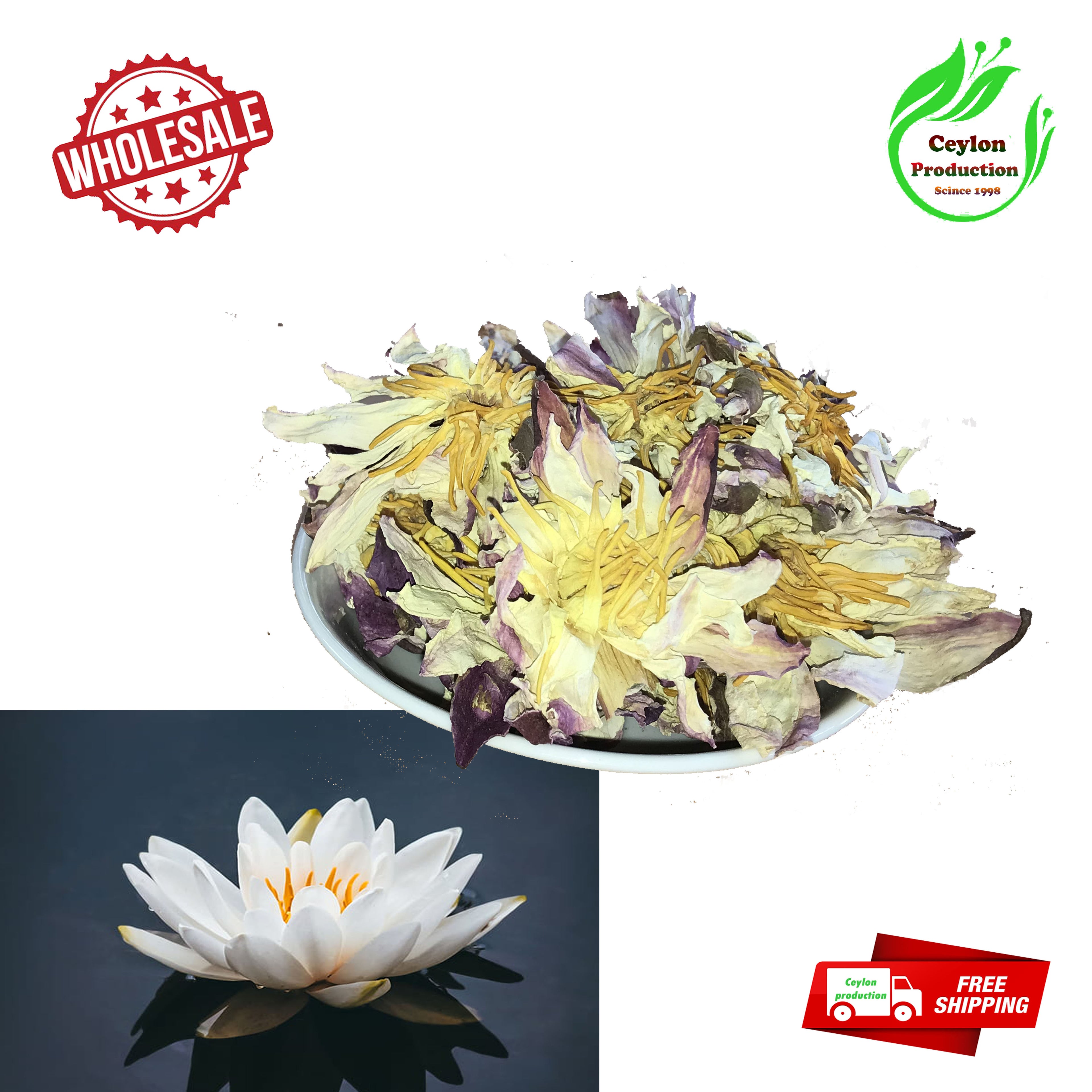 Dried White Lotus Flower whole(Nymphaea caerulea) organic pure natural  home garden