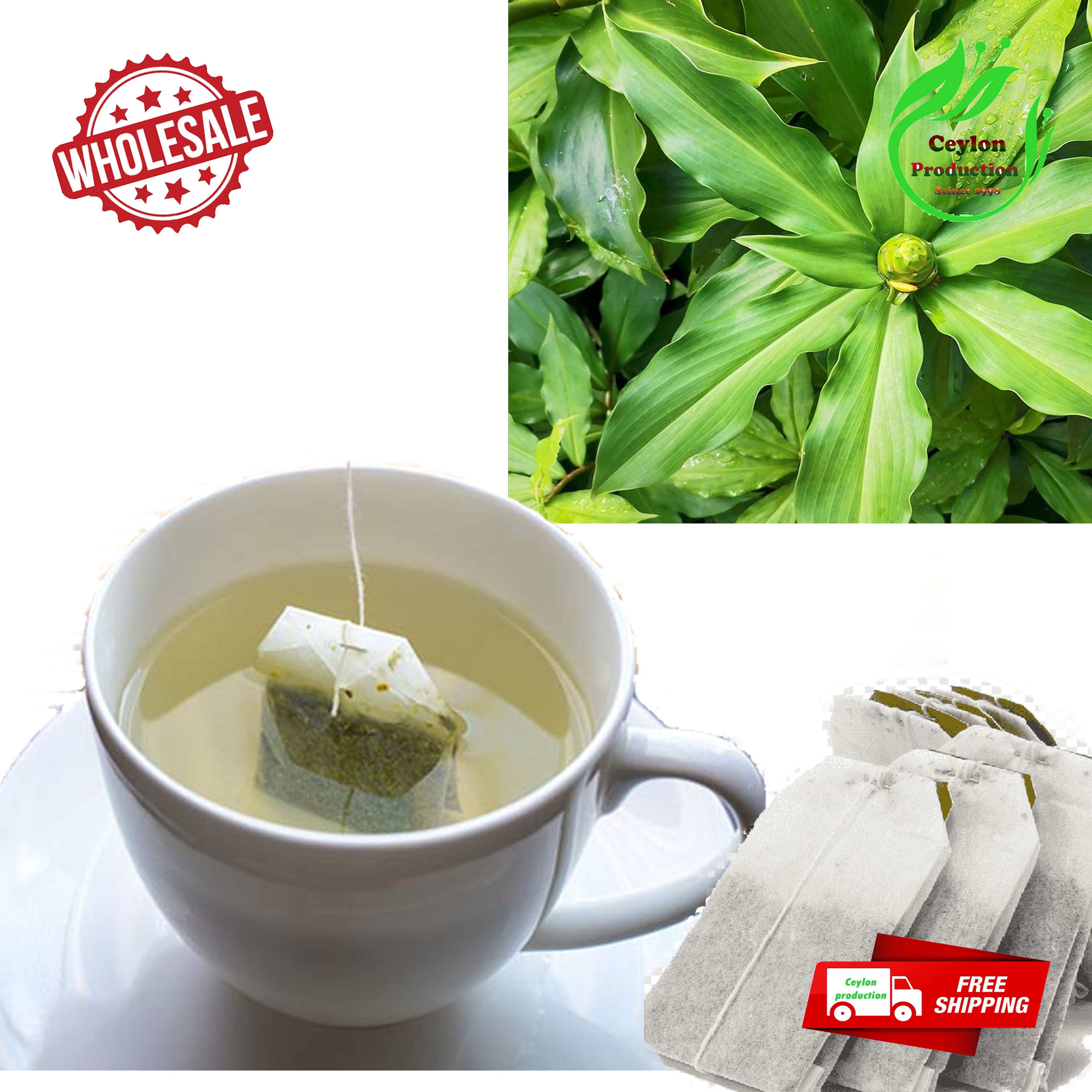 Herbal insulin plant Leaves Tea Bags pure natural organic (Fiery costus )Reduce Blood Sugar (Chamaecostus cuspidatus)