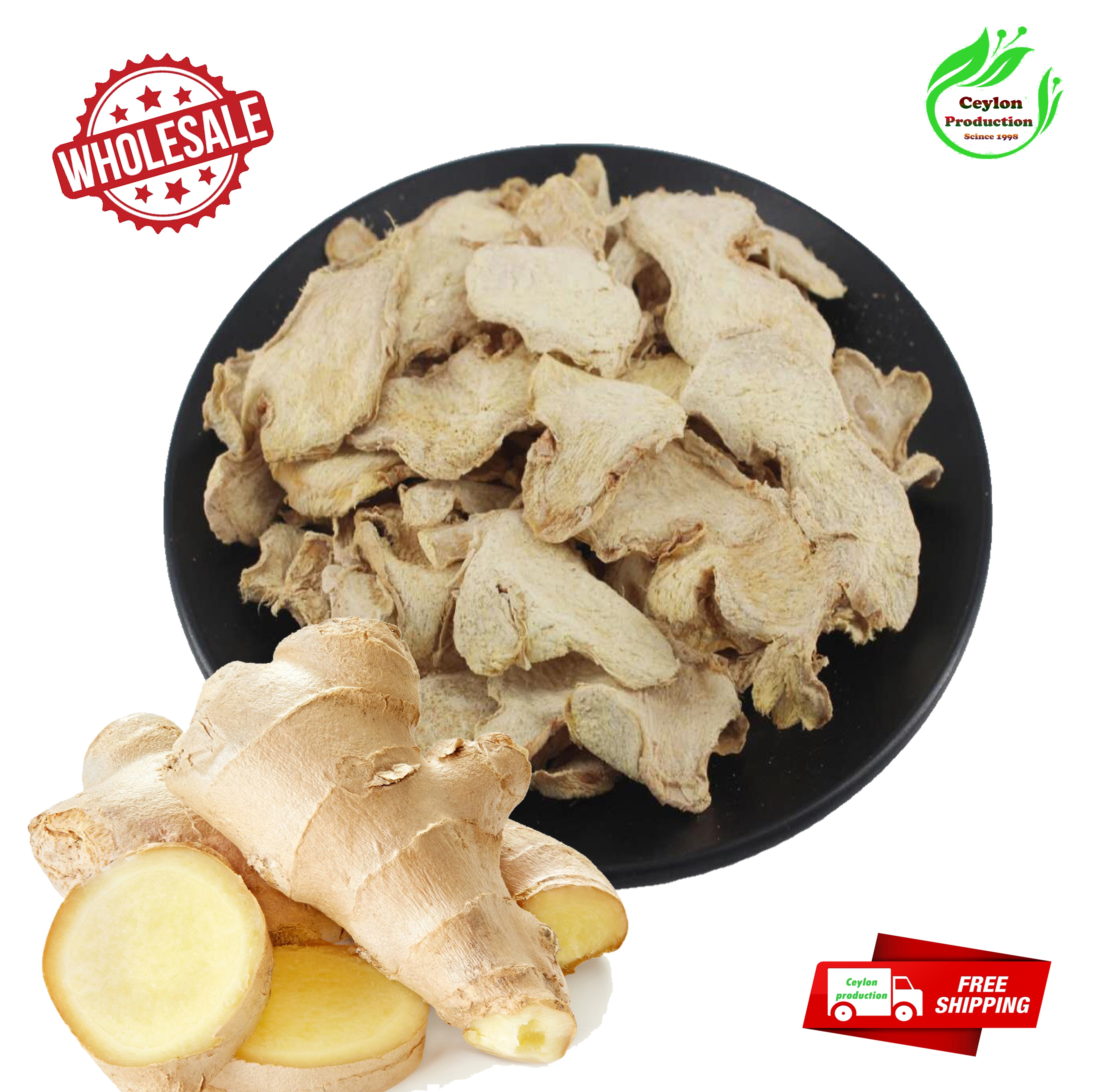 Dried Ginger Root Slices(1-2cm cut) Organic Pure Natural Spices (Zingiber officinale)
