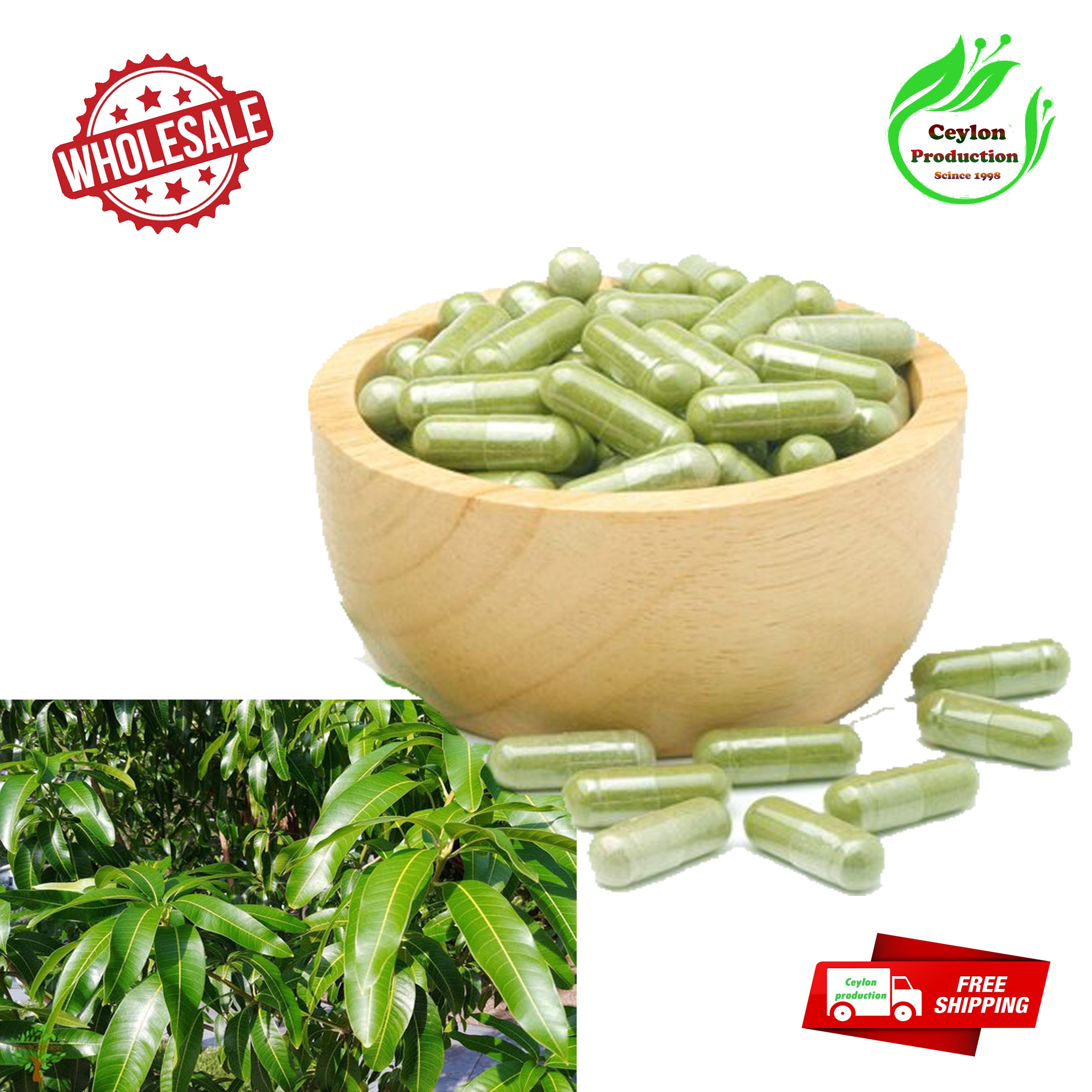 Mango Leaves capsules(600mg)(Mangifera indica)organic herbal pure natural sri lanka reduce blood sugar